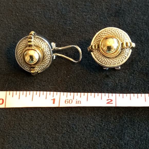 Silver and Gold French Clip Earrings - Picture 4 of 4